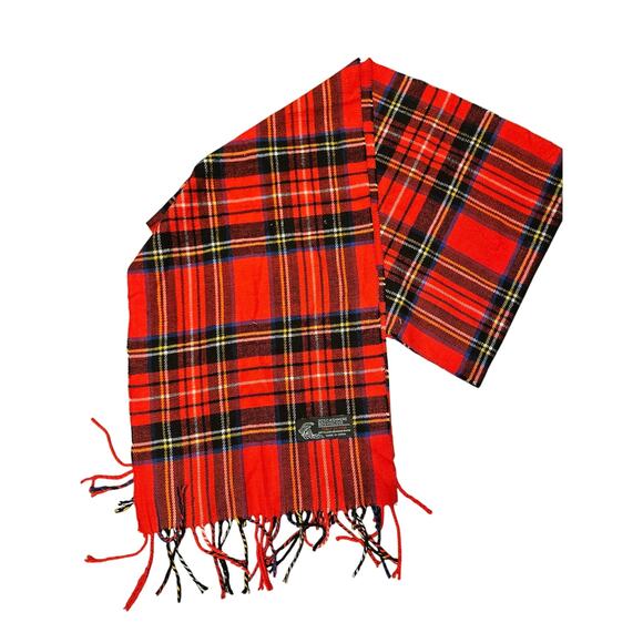 Cashmere viscose red plaid holiday scarf butter soft Xmas gift tartan - Picture 1 of 5